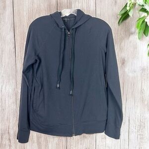 Theory Full Zip Black Hooded Lightweight Jacket Nylon/Elastane women size medium